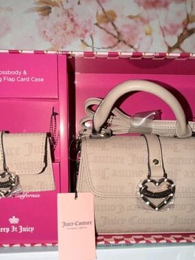 Juicy Couture Gift Set Beige Mini Top-Handle Bag with Heart Charm